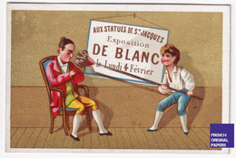 Rare Chromo Dorée Aux Statues De Saint Jacques Paris 1890 Exposition De Blanc école Instituteur Enfant Bêtise 47-56 - Sonstige & Ohne Zuordnung