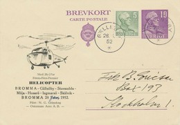 SWEDEN 1952 Helicopter First Flight Of The Ostermans Aero A.B. BROMMA - GÄLLNÖBY - Lettres & Documents