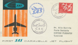 SWEDEN 1959, First Flight SAS First Caravelle Jet Flight "STOCKHOLM - MUNICH" - Cartas & Documentos