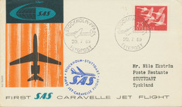 SWEDEN 1959, First Flight SAS First Caravelle Jet Flight "STOCKHOLM - STUTTGART" - Cartas & Documentos