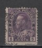 (SA1122) CANADA, 1922 (King George V, 5 C., Violet). Mi # 109. Perfin - Perforiert/Gezähnt