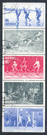 SWEDEN 1977 SPORTS STRIP OF 5 VARIETY "COLOR LINE" USED LUXUS - Errors, Freaks & Oddities (EFO)