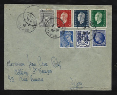 Enveloppe Oblit DIJON  1946  DULAC  CHAINE  MAZELIN  MERCURE  ARC DE TRIOMPHE - 1944-45 Marianne (Dulac)