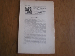 NAMVRCVM Namurcum N° 2 1954 Régionalisme Namur Jassogne Mianoye Crupet Archéologie Sinsin Histoire - Belgique