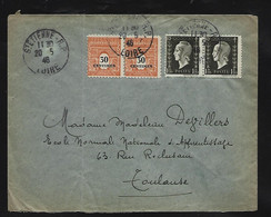 Enveloppe Oblit  ST ETIENNE 1946  1,20 Fr  X 2  DULAC  30 C  X 2  Arc + Etiquette De La Poste N 509 (envel Dechirée) - 1944-45 Marianne De Dulac