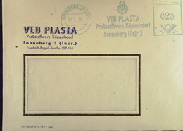 DDR: Dienst-Brief Mit AFS DP =020= "VEB PLASTA Preßstoffwerk Köppelsdorf Sonneberg (Thür) 3" Vom 21.2.58  Abs-Druck/Dv - Centrale Postdienst