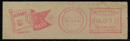 United States 1945 Meter Stamp Slogan Army Navy E Award Excellence In Production Of War Equipment WWII Bedford Ohio Flag - Militares