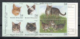 FINLANDIA 1995 - GATOS - CARNET DE 6 SELLOS - YVERT Nº 1277/1282** - SPECIMEN - Unused Stamps