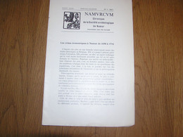 NAMVRCVM Namurcum N° 3 1959 Régionalisme Namur Crises Economiques 1690 Eglise Harlue Rochefort - Belgique