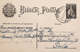 1930 Inteiro Postal Tipo «Ceres» 25 R. Preto Enviado De Setúbal Para O Porto - Postwaardestukken