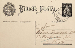 1929 Inteiro Postal Tipo «Ceres» 25 R. Preto Enviado De Chaves Para O Porto - Postal Stationery