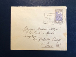 Lettre, Océanie N°55 OBL CAD PAPEETE ILE TAHITI(1932)+ Daguin à Gauche"VOIR TAHITI ET Y VIVRE", TB - Covers & Documents