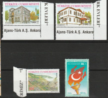 M 16) Türkei 2004-2005 Mi# 3408, 3407; 3423, 3436 **: Wohnhäuser Atatürks (Architektur); Artvin, Unabhängigkeit - Sonstige & Ohne Zuordnung