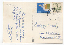 1963 YUGOSLAVIA, SERBIA, OLYMPIC STADIUM ADDITIONAL STAMP VRNJACKA BANJA, ILLUSTRATED POSTCARD,USED - Yougoslavie