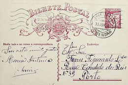 1934 Inteiro Postal Tipo «Lusíadas» 25 R. Rosa Enviado De Almendra (Vila Nova De Foz Côa) Para O Porto - Entiers Postaux