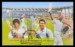 159. INDIA 2013 USED STAMP M/S SACHIN TENDULKAR 200TH. TEST MATCH CRICKET WITH FDC CANCELLATION . - Usati