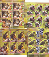 FRUIT AND ANIMALS, BEAR, SQUIRREL, BOAR PIG, STARCH, GRAPES,MINISHEET 2014, MNH**, ROMANIA. - Full Sheets & Multiples