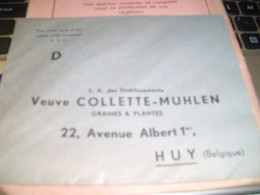 Huy , Etablissements Veuve Colette - Muhlen , 22 , Avenue Albert 1er , Graines & Plantes ( 1957 ) - Huy