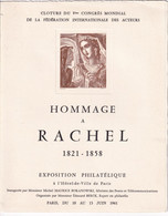 Acteurs - Hommage à Rachel - Exposition Philatélique  - Tirage Limité  E. O. N° 261/299  2 Gravures De DECARIS - Briefmarkenmessen