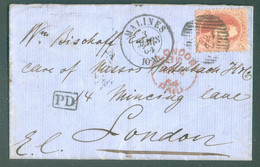 N°16 - Médaillon 40 Centimes Carmin-rose Obl. P.78 Sur Enveloppe De MALINES Le 3 Mars 1864 Vers Londres. TB - 17589 - 1863-1864 Medaillen (13/16)