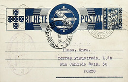 1935 Inteiro Postal Tipo «Tudo Pela Nação» De 25 C. Azul Enviado De Poiares (Peso Da Régua) Para O Porto - Postal Stationery