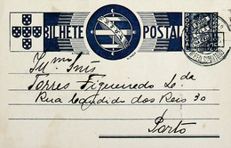 1936 Inteiro Postal Tipo «Tudo Pela Nação» De 25 C. Azul Enviado De Vila Real De Santo António Para O Porto - Ganzsachen