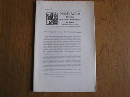 NAMVRCVM Namurcum N° 1 1967 Régionalisme Namur Chronologie Abesses Val Saint Georges Histoire Cossons Communistes - Belgique