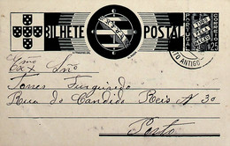 1936 Inteiro Postal Tipo «Tudo Pela Nação» De 25 C. Azul Enviado Do Porto Localmente - Entiers Postaux