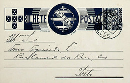 1936 Inteiro Postal Tipo «Tudo Pela Nação» De 25 C. Azul Enviado De Silves Para O Porto - Ganzsachen