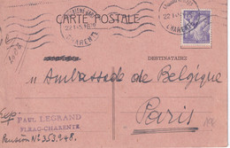 1945 - CP IRIS D'un INVALIDE 14/18 BELGE PLAINTE D'ETRE PLUS MAL TRAITE QUE SOUS L'OCCUPATION ! => L'AMBASSADE à PARIS - Guerre 40-45 (Lettres & Documents)