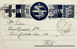 1936 Inteiro Postal Tipo «Tudo Pela Nação» De 25 C. Azul Enviado De Felgar (Torre De Moncorvo) Para O Porto - Postal Stationery