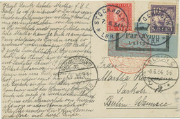 SWEDEN 1934 Mixed Postage Superb Airmail Pc CDS "STOCKHOLM 21 / * LBR *" BERLIN - Covers & Documents