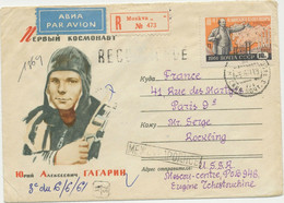 SOWJETUNION 1961 Ill. Raumfahrt-Bf M. MiF Als R-Lupo-Bf Von MOSKVA N. Paris, R! - Storia Postale