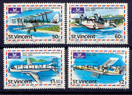 ST. VINCENT 1982 50 Jahre Flugpostdienst Postfrische Kab.-Satz SPECIMEN-Aufdruck - St.Vincent (1979-...)