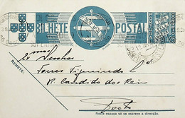 1938 Inteiro Postal Tipo «Tudo Pela Nação» De 25 C. Azul Enviado De Campo De Besteiros (Tondela) Para O Porto - Postal Stationery