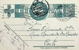 1941 Inteiro Postal Tipo «Tudo Pela Nação» De 25 C. Azul Enviado De Reriz (Castro Daire) Para O Porto - Postal Stationery