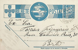 1938 Inteiro Postal Tipo «Tudo Pela Nação» De 25 C. Azul Enviado De Castro Daire Para O Porto - Entiers Postaux