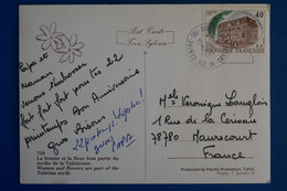 N10 POLYNESIE BELLE CARTE 1989 TAHITI POUR MAURECOURT FRANCE + AFFRANCHISSEMENT PLAISANT - Covers & Documents