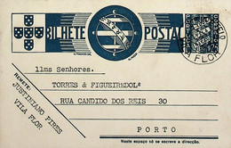 1937 Inteiro Postal Tipo «Tudo Pela Nação» De 25 C. Azul Enviado De Vila Flor Para O Porto - Ganzsachen