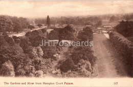 The Gardens And River From Hampton Court Palace - 117 - Old Postcard - England - United Kingdom - Unused - Middlesex