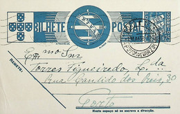 1938 Inteiro Postal Tipo «Tudo Pela Nação» De 25 C. Azul Enviado Da Póvoa Do Varzim Para O Porto - Ganzsachen