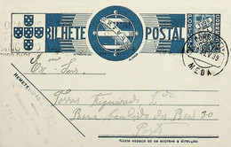 1939 Inteiro Postal Tipo «Tudo Pela Nação» De 25 C. Azul Enviado Da Meda Para O Porto - Ganzsachen
