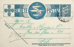 1938 Inteiro Postal Tipo «Tudo Pela Nação» De 25 C. Azul Enviado De Águeda Para O Porto - Entiers Postaux