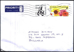 Mailed Cover With Stamps Birds 2017 Flowers 2021 From Finland - Lettres & Documents