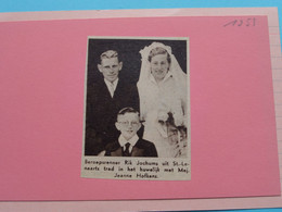 Rik JOCHUMS Uit St. LENAARTS ( Huwelijk Met Jeanne HOFKENS ) 1953 ( Zie Foto Voor Detail ) KRANTENARTIKEL ! - Cyclisme