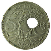 F12303A.1 - FRANCE - 5 Centimes Lindauer - 1939 - Perforation Décentrée - Errores Y Curiosidades