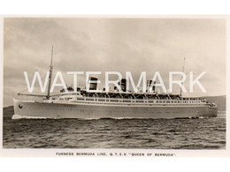 BERMUDA FURNESS BERMUDA LINE Q.T.E.V. QUEEN OF BERMUDA OLD R/P POSTCARD ANTILLES - Bermuda