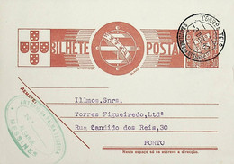 1942 Inteiro Postal Tipo «Tudo Pela Nação» De 30 C. Ocre-castanho Enviado De São Bartolomeu De Messines Para O Porto - Ganzsachen
