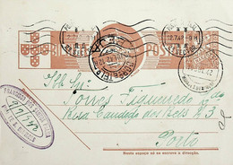 1942 Inteiro Postal Tipo «Tudo Pela Nação» De 30 C. Ocre-castanho Enviado Das Minas De São Domingos Para O Porto - Postal Stationery