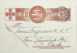 1941 Inteiro Postal Tipo «Tudo Pela Nação» De 30 C. Ocre-castanho Enviado De Pombal Para O Porto - Postal Stationery